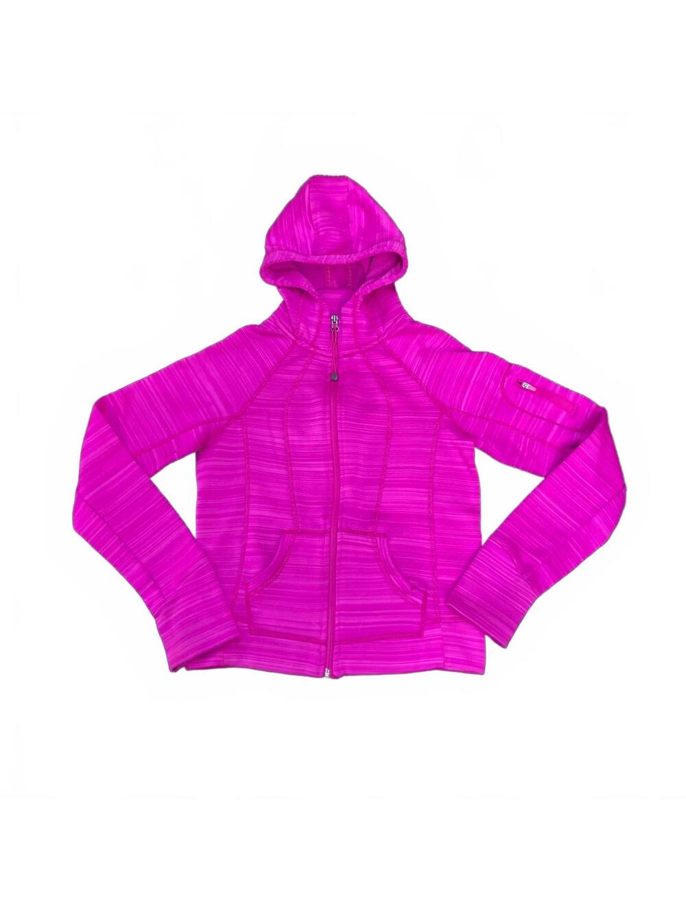 90 Degree By Reflex Pink Full-Zip Hoodie Jacket with Thumb Holes Large